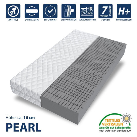 FDM PEARL matelas en mousse à froid 80x200x16cm 7-zones H4