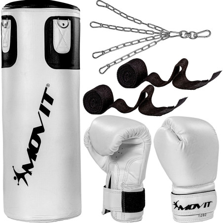 MOVIT Kit de Boxe avec sac 25kg blanc