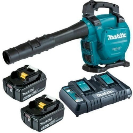 Makita Ak­ku-Laub­blä­ser/ Sau­ger 2x18V/5Ah, mit 2 Akkus und Dop­pel­la­de­ge­rät DC18RD - DUB363PT2V