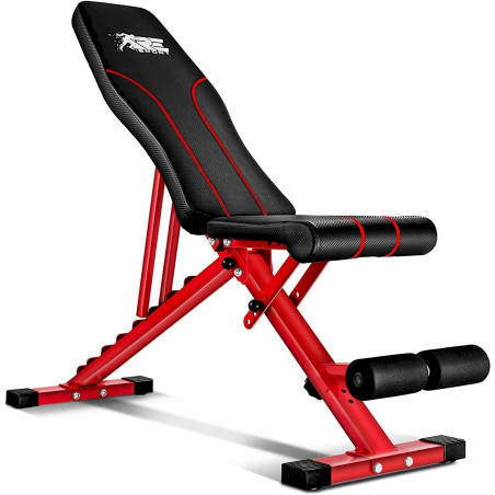 RE:SPORT® Banc de musculation réglable et pliable rouge