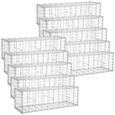 SONGMICS Gabione 100 x 30 x 30 cm (10 Stk.) Steingabionen Steinkorb Gabion Drahtzaun Säule Gabionenkorb Schüttkorb