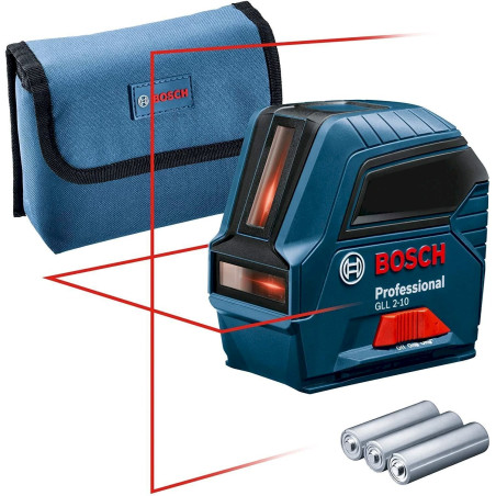 Bosch Kreuz­li­ni­en­la­ser GLL 2-10 Pro­fes­sio­nal mit 3x AA Batterien + Schutz­ta­sche 0601063L00