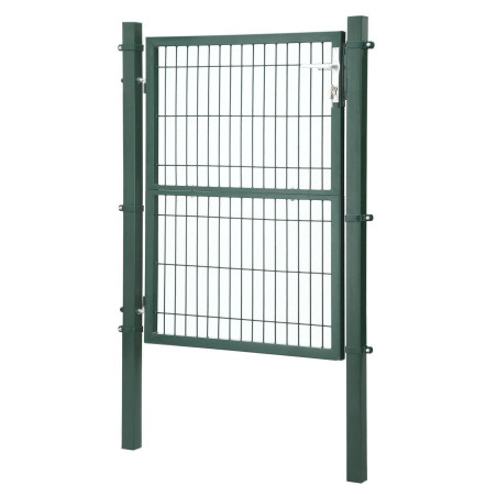 SONGMICS Gartentor Quadratrohr-Grün 125*106cm Zauntüre Gartentür Hoftür Φ60mm Gartenpforte Zauntor Zaun mit Schloss