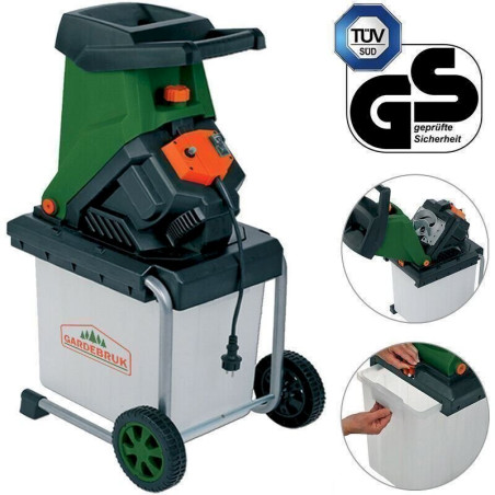 Gardebruk 100058 Häcksler Schredder Gartenhäcksler Messerhäcksler Elektro Holz 2500W