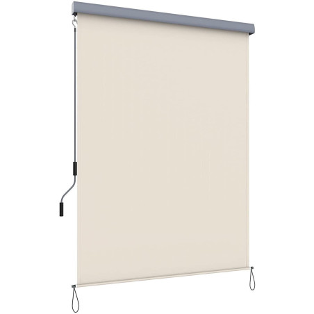 Songmics Senk­recht­mar­ki­se 140 x 250 cm Beige mit Handkurbel aus Polyester wasserfest graue Kassette einfach montiert