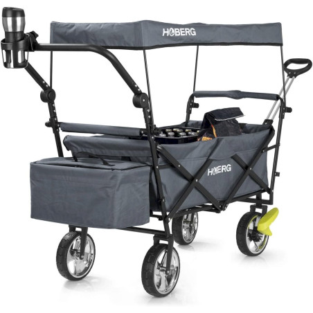 Hoberg faltbarer Bollerwagen Handwagen Klappbar "Premium Class" Grau 80kg