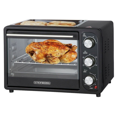 Steinborg SB-3001 Mini Backofen Pizzaofen 3 in 1 Mit Umluft und Grillplatte