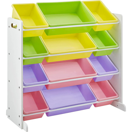 SONGMICS meuble de rangement jouets enfant couleurs Pastel, blanc 86 x 26,5 x 78 cm GKR04KL