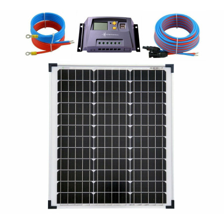 Solartronics Solaranlage 50 Watt 12V Mono Laderegler 10A gelb Kabel 5 Meter Set