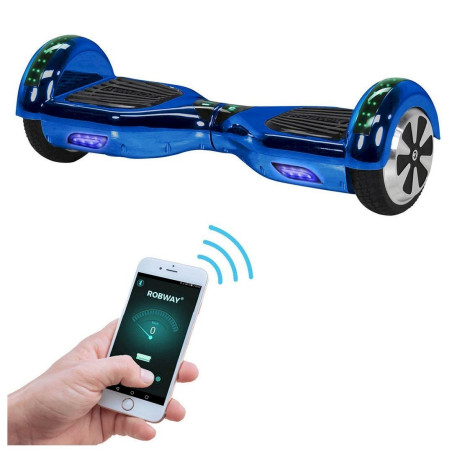 ROBWAY W1 Hoverboard für Erwachsene & Kinder, 6.5 Zoll Self-Balance-Scooter, Bluetooth-App, 700 Watt blau chrom