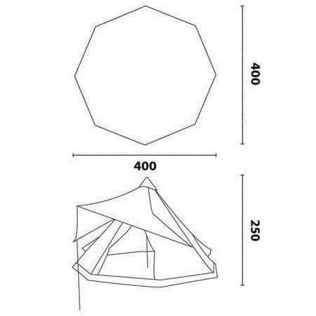 10T Shoshone 400 - 8-Personen Tipi Pyramiden-Zelt eingenähte Bodenwanne Vordach-Segel WS5000mm