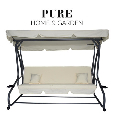 Pure Home & Garden ASKIM XL 4-Sitzer Hollywoodschaukel mit Liegefunktion, natur