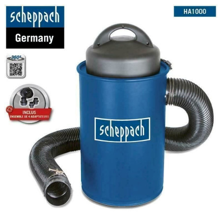 Unité d'as­pi­ra­tion Scheppach HA1000 50l, 183 m3/h avec kit d'adap­ta­tion