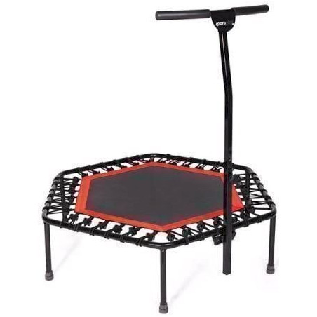 SportPlus Fitness Trampolin, Bungee-Seil-System, Ø 110 cm, bis 130 kg Benutzergewicht, TÜV Süd Sicherheit geprüft, rot