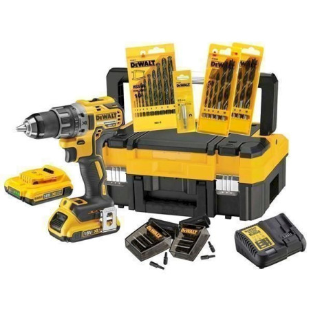 DeWalt DCK791D2T-QW 2 Ah Bohrschrauber-Set/2-Gang Akku-Bohrschrauber mit Zubehörset, Sicherheitselektronik, Spindelarretierung,