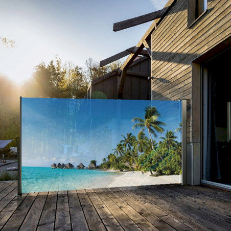 Westerholt Seitenmarkise mit Fotodruck SÜDSEE Rechts 160 x 300 cm Sichtschutz, Windschutz RECHTS (Auszug links)