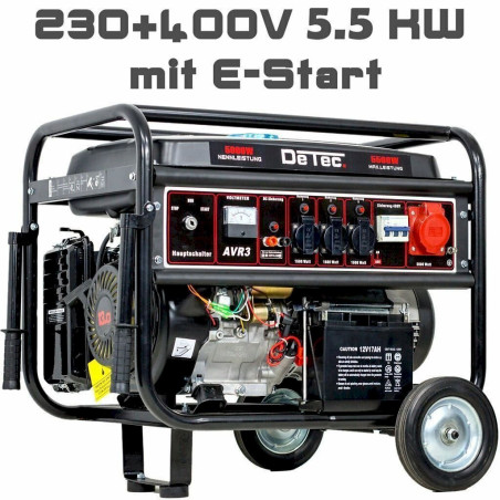 DeTec Benzin Stromerzeuger 400V 5,5kW mit E-Start