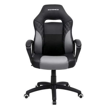 SONGMICS OBG38 OBG38BG-schwarz-grau Bürostuhl Chefsessel Gamingstuhl Racing Chair mit Wippfunktion drehbar bis 150kg