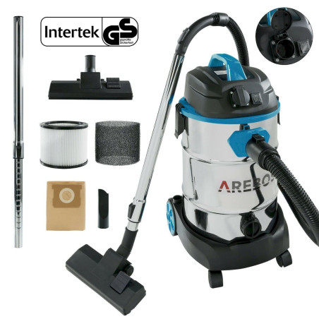 Arebos Aspirateur industriel Aspirateur à eau et à sec Aspirateur 1600W 30L