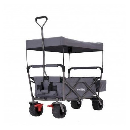 AREBOS Chariot Utilitaire Pliable avec Toit Chariot d'équipement Gris