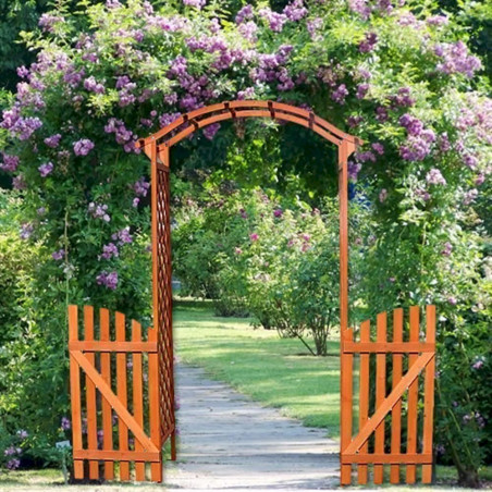 Mucola 50001014 Arc de roses en bois avec pergola voûte treillis bac à fleurs M01