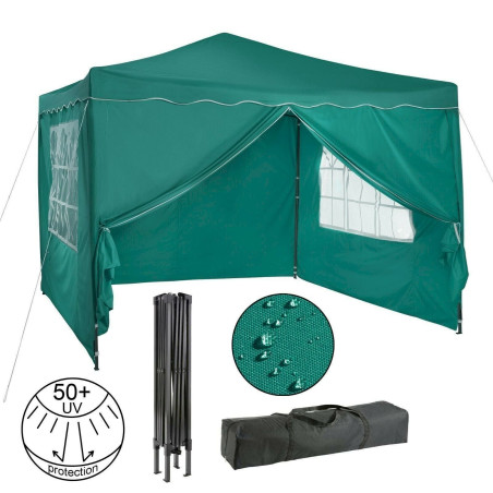 Arebos Pavillon pliable Tente de réception pop-up Pavillon de 3x3 m avec parois Vert