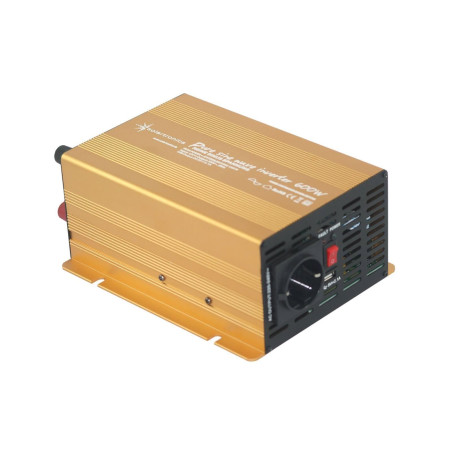 Solartronics Spannungswandler NP 12V 600W Power USB 2.1A reiner SINUS Gold Edition