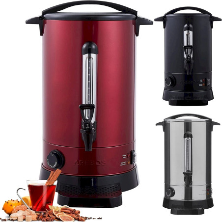 Marmite à vin chaud - distributeur de boisson chaudes en acier inox 20L 1650W rouge