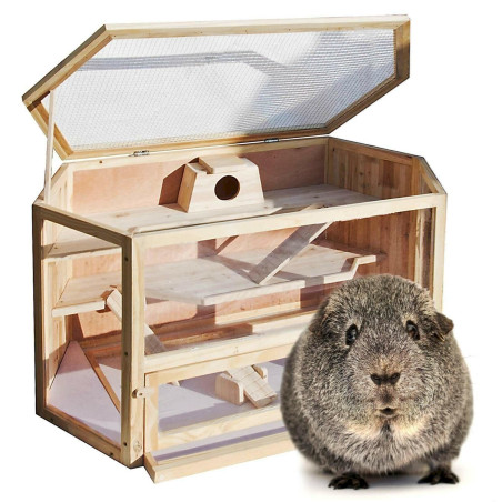 WilTec 60192 XXL Grande cage pour Hamsters Petits rongeurs Souris Rats Bois Grange Étable Abri animaux