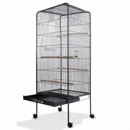 Deuba 103006 Volière cage à oiseaux XL Hauteur 146cm 2 portes Canaries perroquet perruches