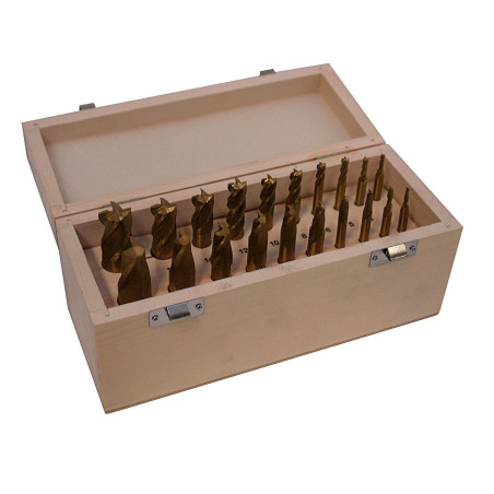 DEMA Fraises métal ou bois - Coffret en bois - 3 A 20 mm - 20 pièces 915045