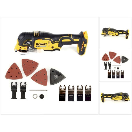 DeWalt DCS 355 N Akku Os­zil­lie­rer 18V Brushless + 29tlg. Zubehör + 4x Sägeblatt - ohne Akku, ohne Lader