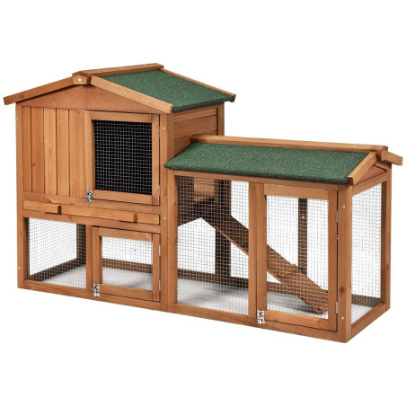 Clapier pour poules et rongeurs en bois résistant aux intempéries 148x52x86cm