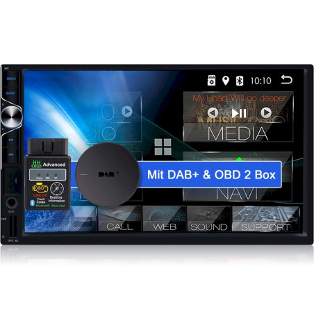 Tristan Auron BT2D7025A Autoradio + OBD 2 und DAB+ Box, Android 10.0, 7'' Touchscreen