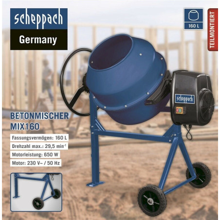 Scheppach - Bétonnière 650W 160 litres - Mix 160