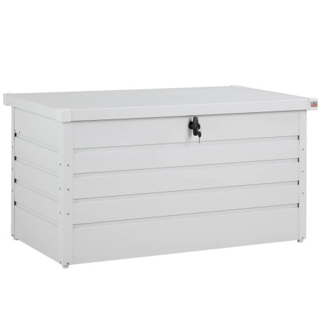 Abschließbare Metall Auflagenbox weiß 120x62x63cm