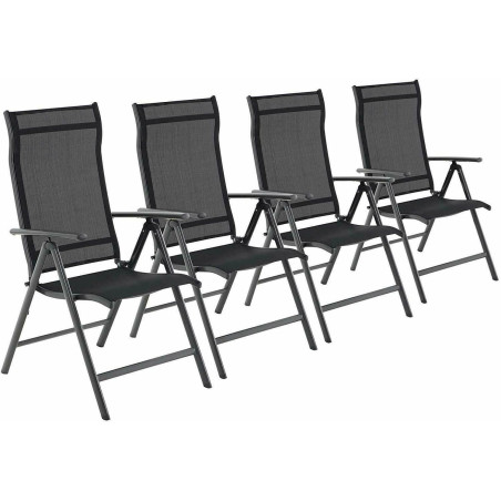 Lot de 4 Chaises de Jardin Pliables alu noir