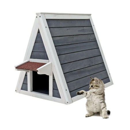 WilTec 52200 Maison pour chats avec deux entrées Cabane pour chats Cabane pour animaux