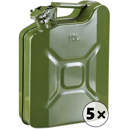 [5x] Jerrican Essence &amp Diesel 10 litres métal, vert olive