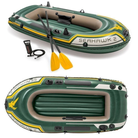 INTEX 68347NP Seahawk 2 Set Bateau pneumatique double vert / jaune