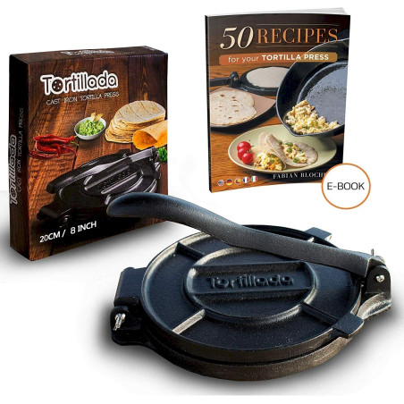 Tortillada - Premium Tortillapresse aus Gusseisen 20cm + E-Book