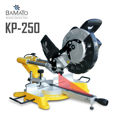 BAMATO Gehrungssäge & Kappsäge KP-250 mit Laser und 250mm Sägeblatt Zugsäge Säge