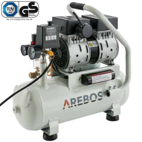 Arebos Compresseur d'air avec cuve sous pression 500 W et de 12 L sans huile 89 L /min