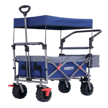 Arebos Bollerwagen Luxus faltbar mit Dach, Blau