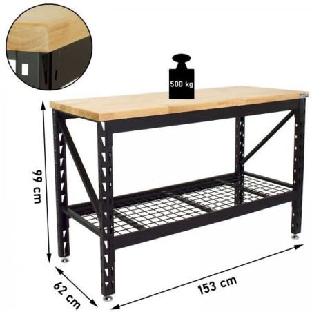 TrutzHolm® Werktisch Arbeitstisch 500kg Werkbank 153x62x99 cm