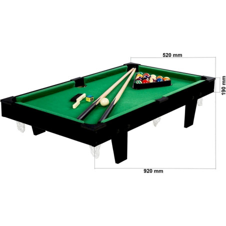 Games Planet Mini table de billard 92x52x19cm, noir + accessoires Noir