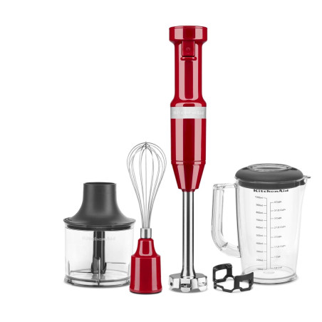 KitchenAid 5KHBV83EER mixeur plongeant 180W avec fil + accessoires, rouge empire