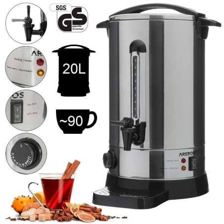 Arebos Marmite à vin chaud 1650W acier inoxydable avec thermostat 20L