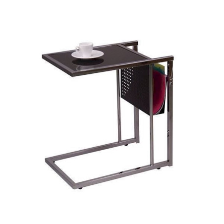 Heinz Hofmann 2931. CGS Table basse avec plateau en verre Noir/chromé/L 51 x P 33 x H 55 cm