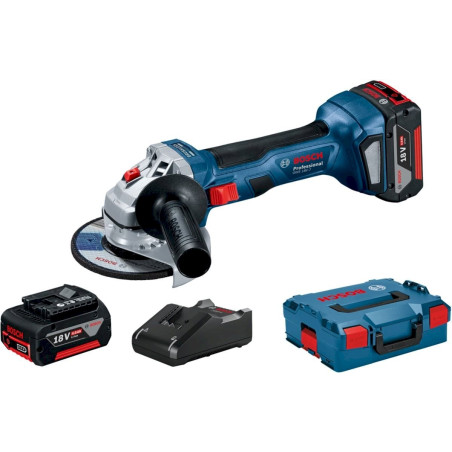 Bosch GWS 18V-7 Professional Akku-Winkelschleifer mit 2 x 4,0 Akku und Schnellladegerät + L-BOXX